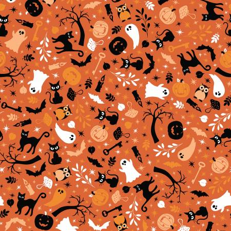 Pumpkins & Potions Orange Cats and Ghosts by Kimberbell from Maywood Studio