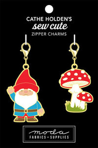 Gnome Mushroom Zipper Pulls 2ct designed by Cathy Holden