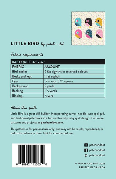 Little Bird Baby pattern by Patch and Dot