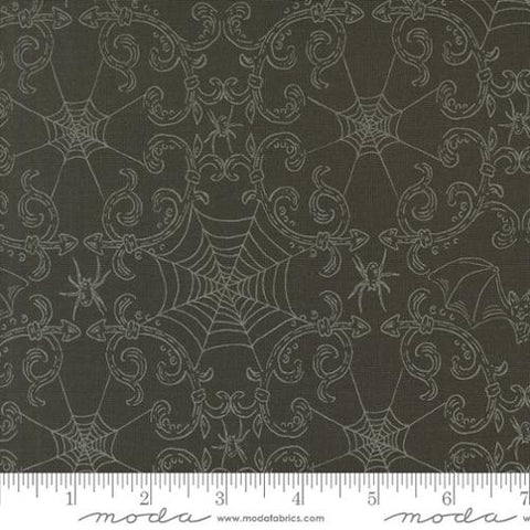Home Sweet Haunt Rod Iron Spider Webs in Charcoal by Stacy Iest Hsu for Moda
