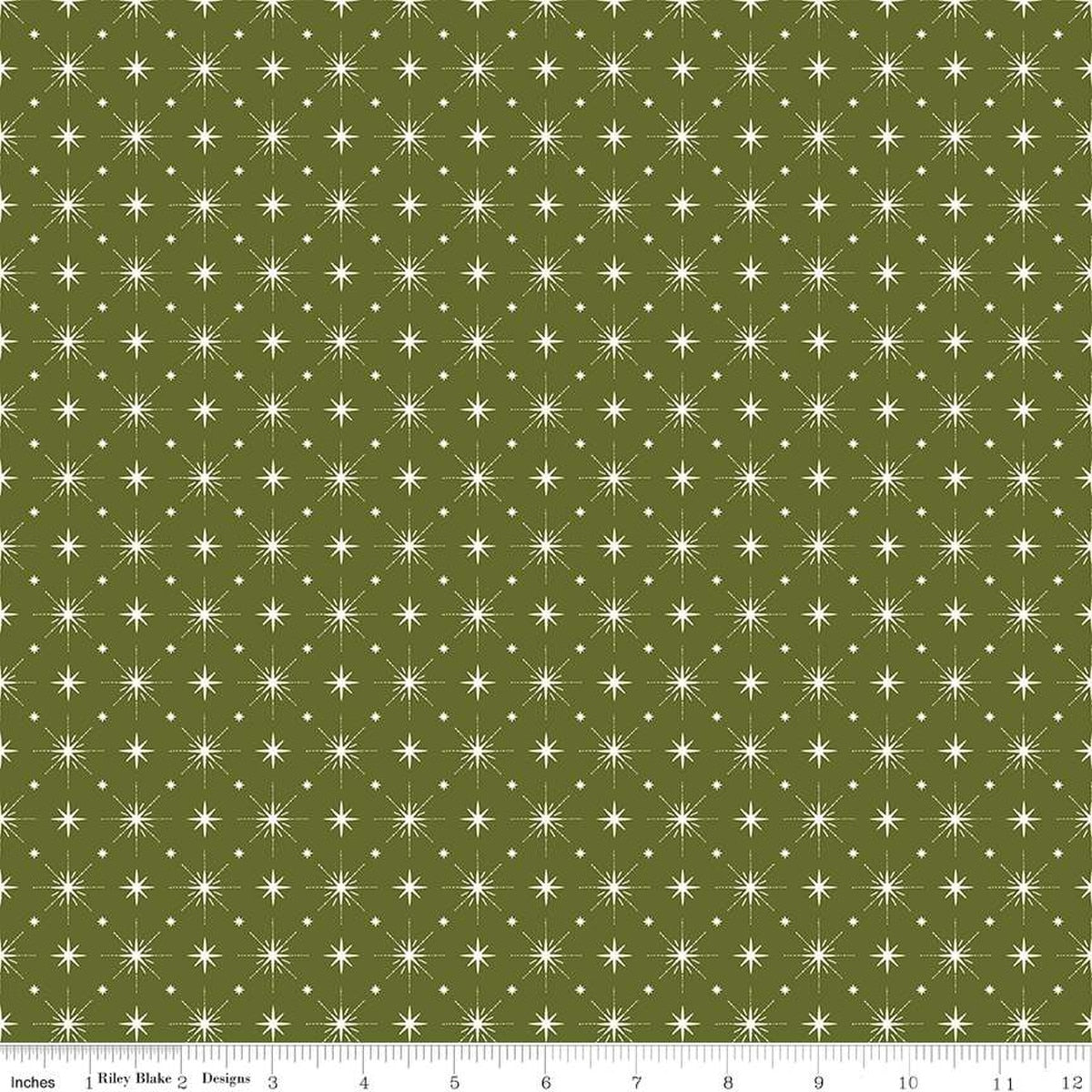 Christmas Is in Town Stars Green by Sandy Gervais for Riley Blake Design