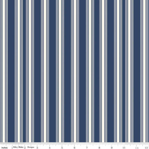 Freedom Garden Stripes Blue by My Mind's Eye for Riley Blake Designs