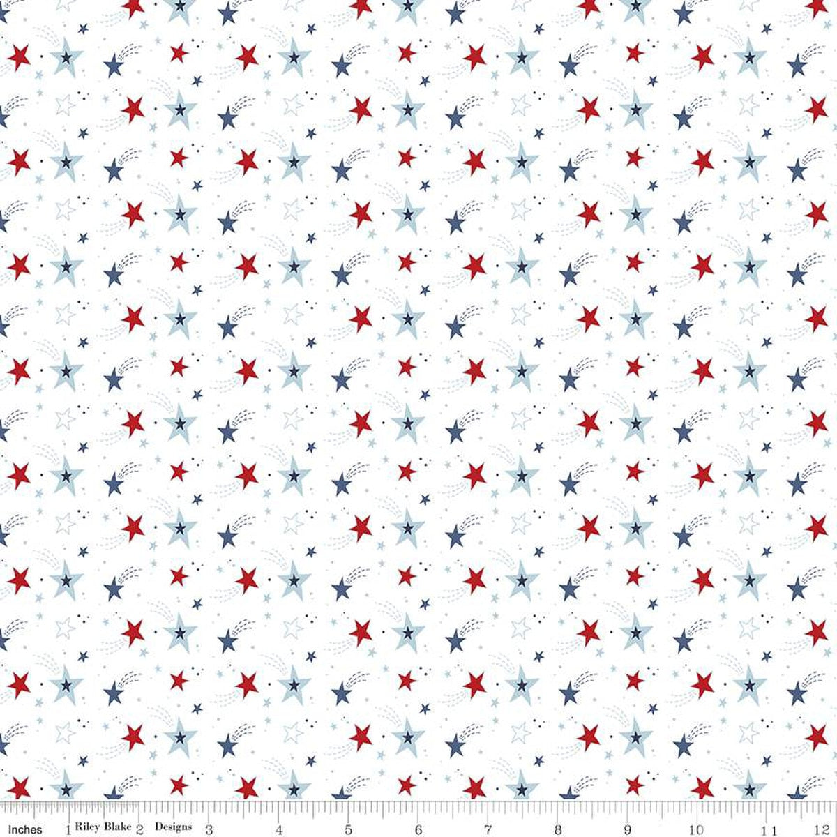 Stars and Stripes Forever Shooting Stars White by Lori Whitlock for Riley Blake Designs