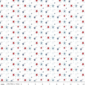 Stars and Stripes Forever Shooting Stars White by Lori Whitlock for Riley Blake Designs