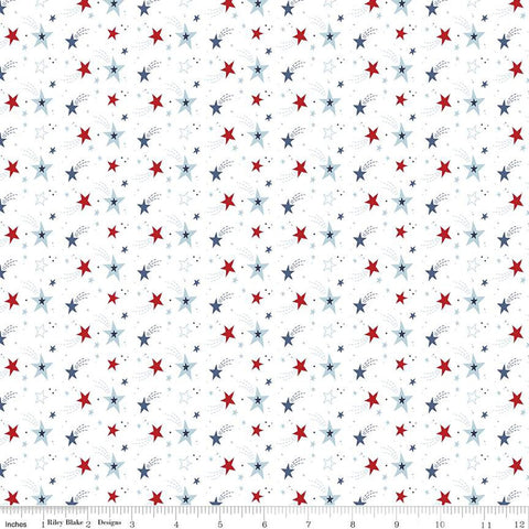 Stars and Stripes Forever Shooting Stars White by Lori Whitlock for Riley Blake Designs