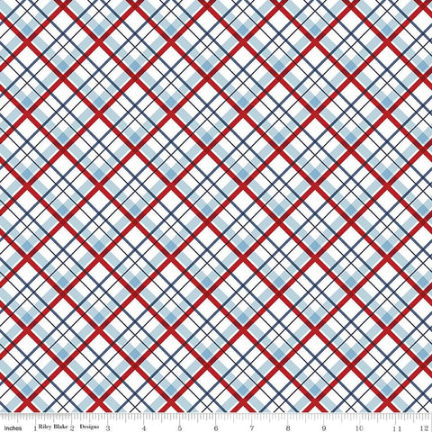 Stars and Stripes Forever Plaid White by Lori Whitlock for Riley Blake Designs