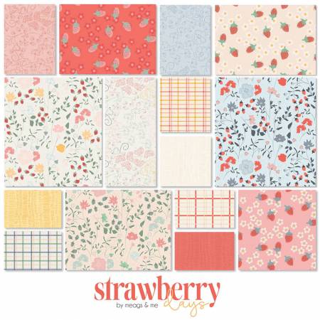 Strawberry Days 5 inch charm pack by Meags & Me for Clothworks