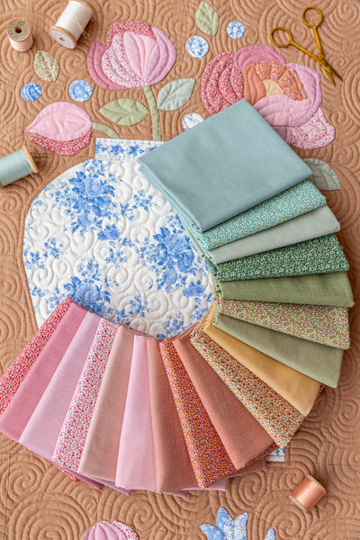 Pre-order Something Blue Applique Flowers Fat Eight Bundle by Tilda