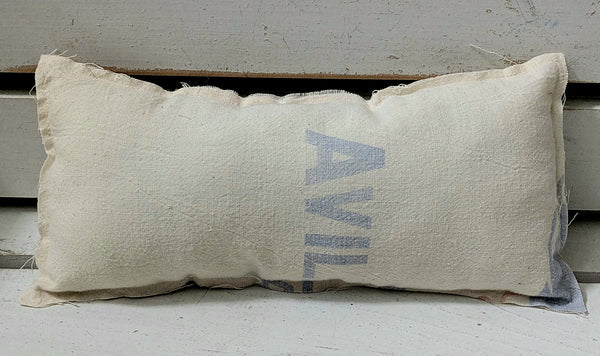 Patriotic Star Pillow handmade from antique grain sack and vintage quilt