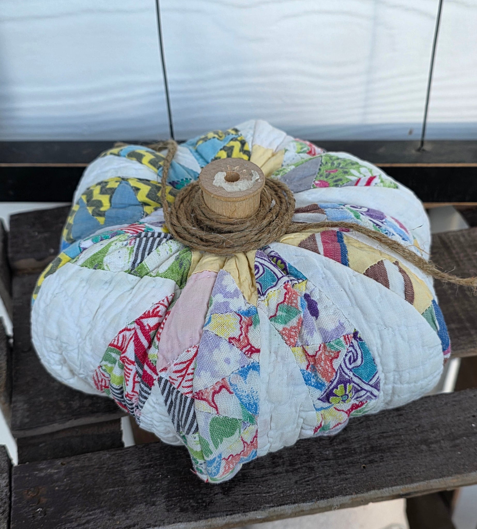 Quilted Fabric Pumpkin - Medium