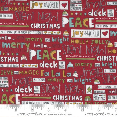 Snowkissed Red Jingle Christmas Text Sweetwater for Moda
