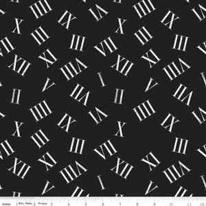 Mad Masquerade Roaming Numerals Black by J. Wecker-Frisch for Riley Blake Design