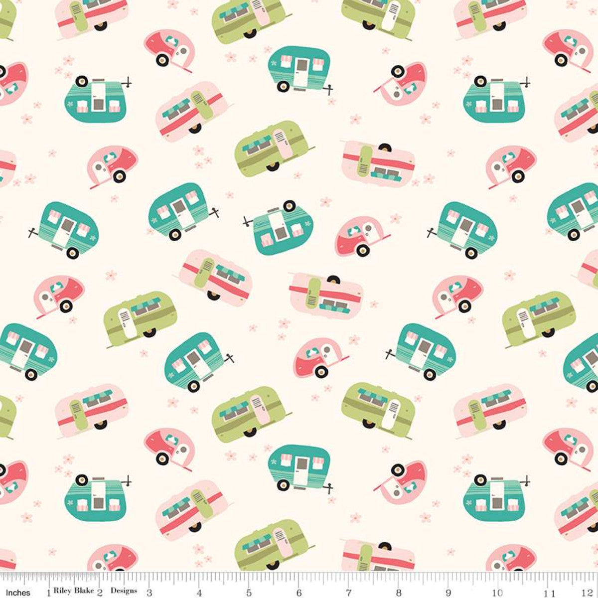 Glamp Camp Trailers Cream by My Mind's Eye for Riley Blake Designs