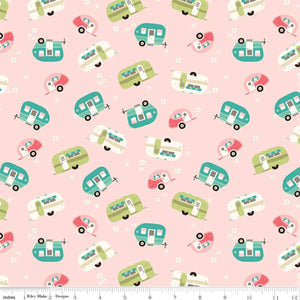 Glamp Camp Trailers Pink by My Mind's Eye for Riley Blake Designs