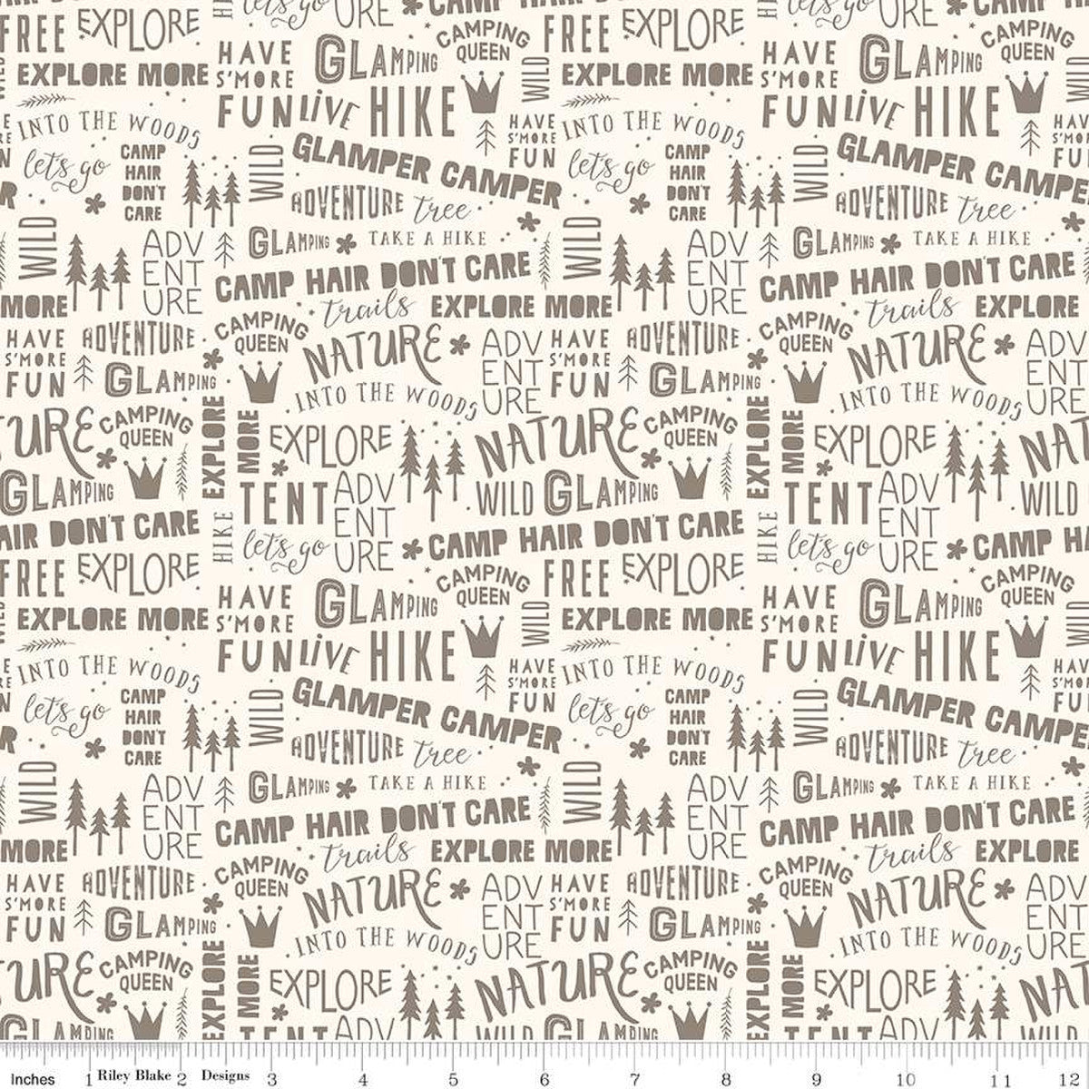 Glamp Camp Phrases Cream by My Mind's Eye for Riley Blake Designs