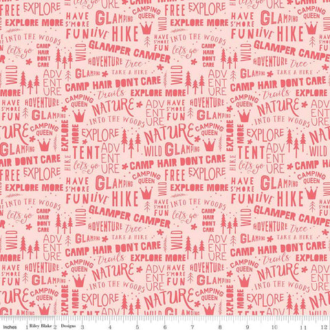 Glamp Camp Phrases Pink by My Mind's Eye for Riley Blake Designs