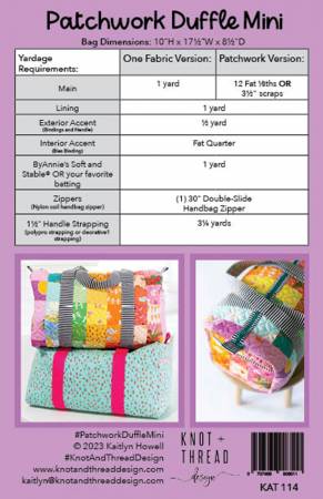 Patchwork Duffle Mini pattern by Knot and Thread Designs