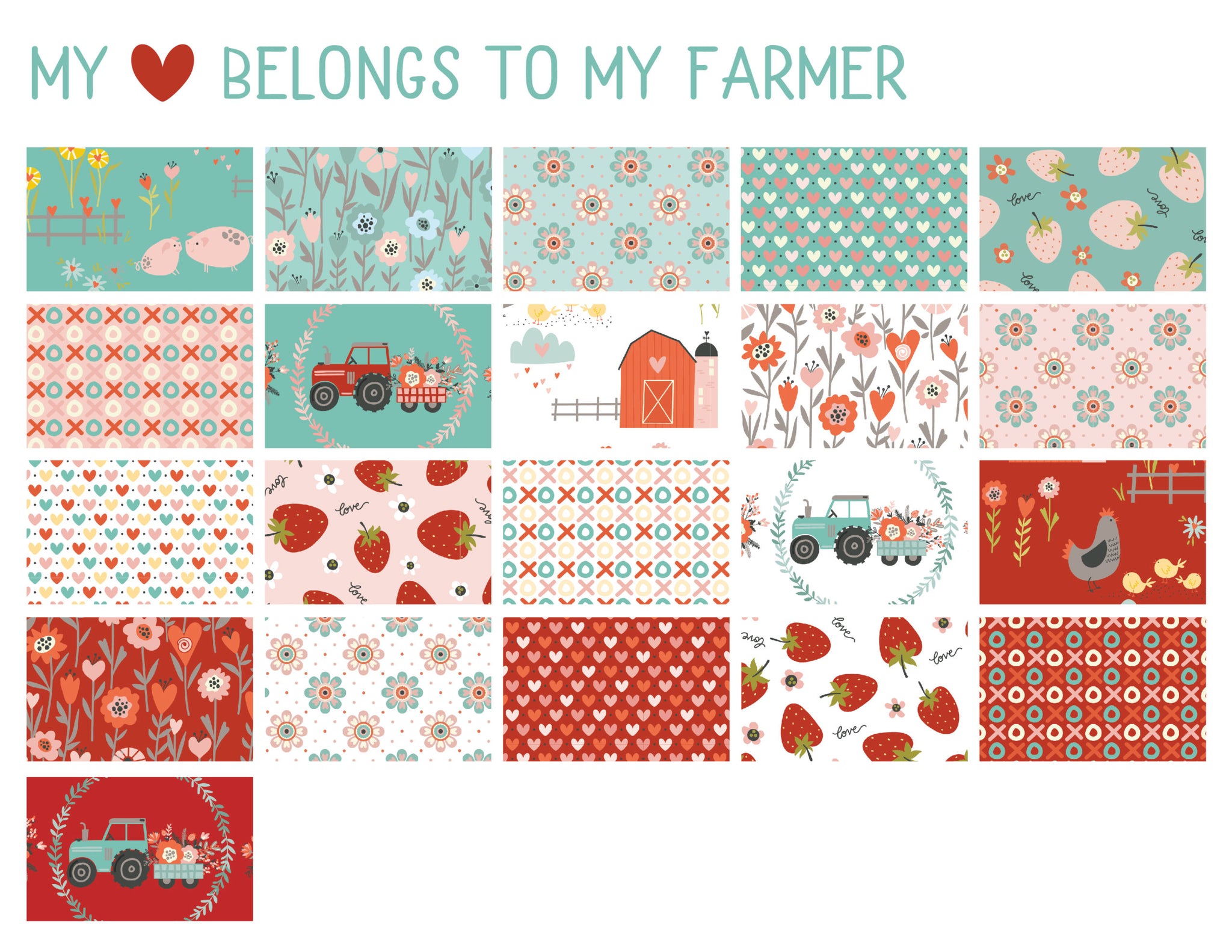 My Heart Belongs to My Farmer 10" precuts by Poppie Cotton